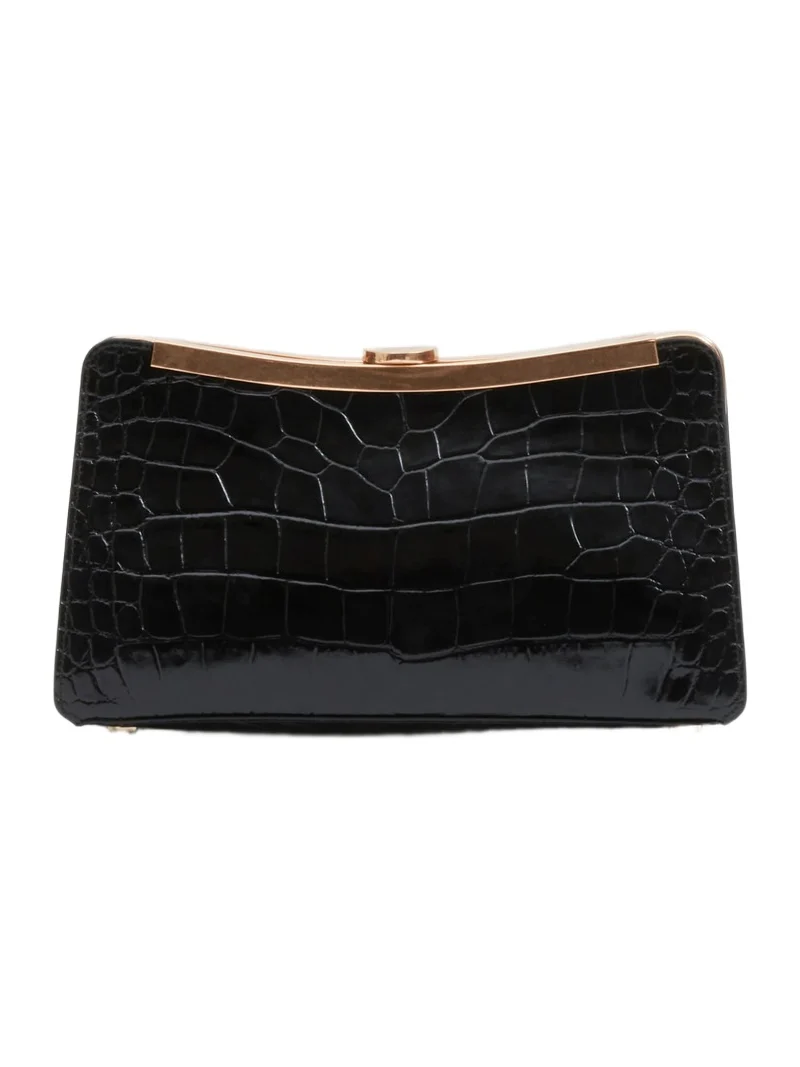 Solange Croc-Embossed Leather Clutch