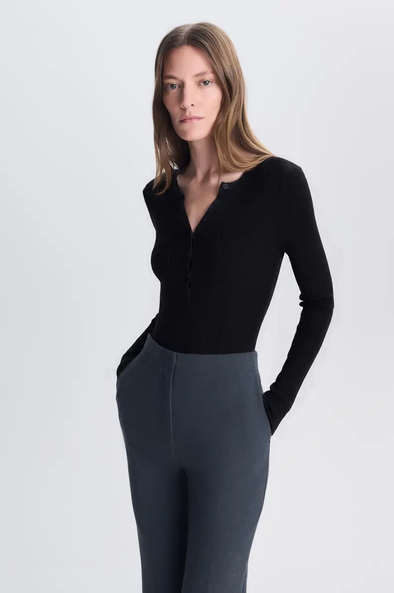 Simkhai Susanne Silk Cashmere Henley Bodysuit | Thumbnail 3 Simkhai Susanne Silk Cashmere Henley Bodysuit | Thumbnail 3