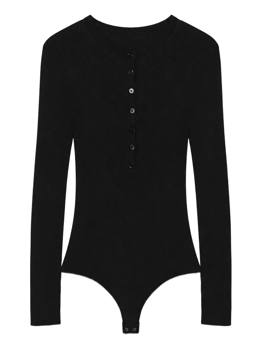 Susanne Silk Cashmere Henley Bodysuit