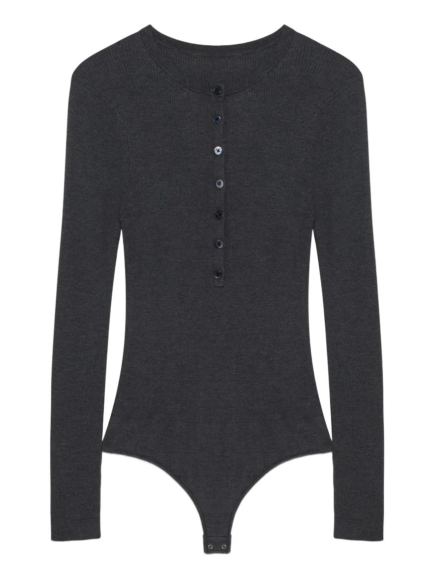 Susanne Silk Cashmere Henley Bodysuit