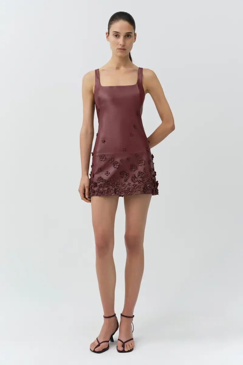 Simkhai Talen Floral Leather Mini Dress | Thumbnail 3