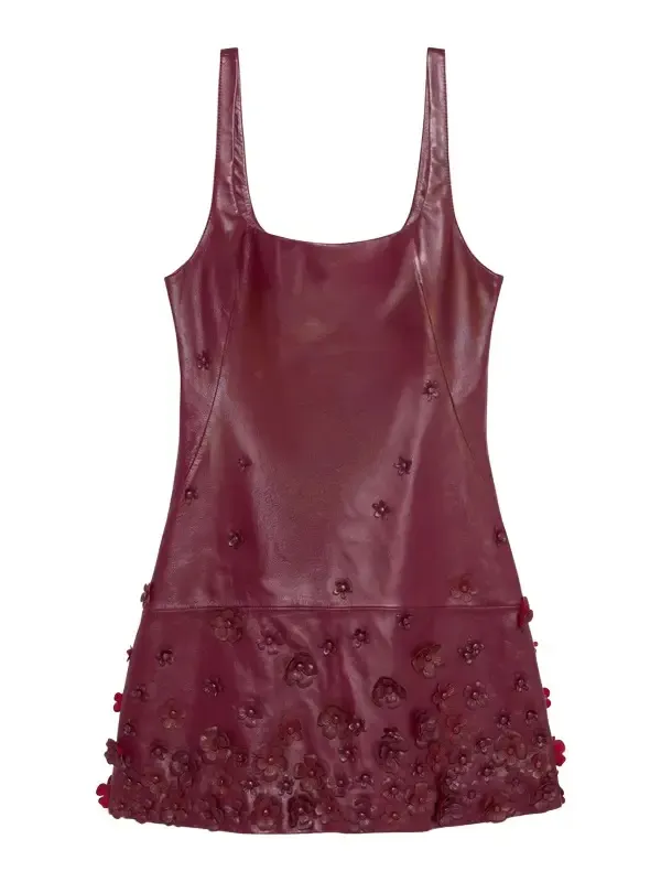 Talen Floral Leather Mini Dress Talen Floral Leather Mini Dress