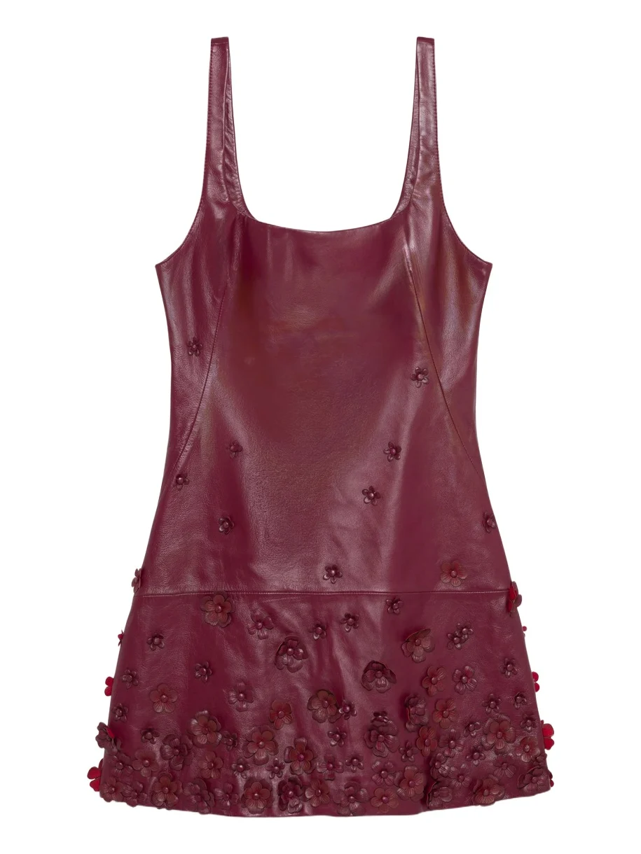 Talen Floral Leather Mini Dress Talen Floral Leather Mini Dress