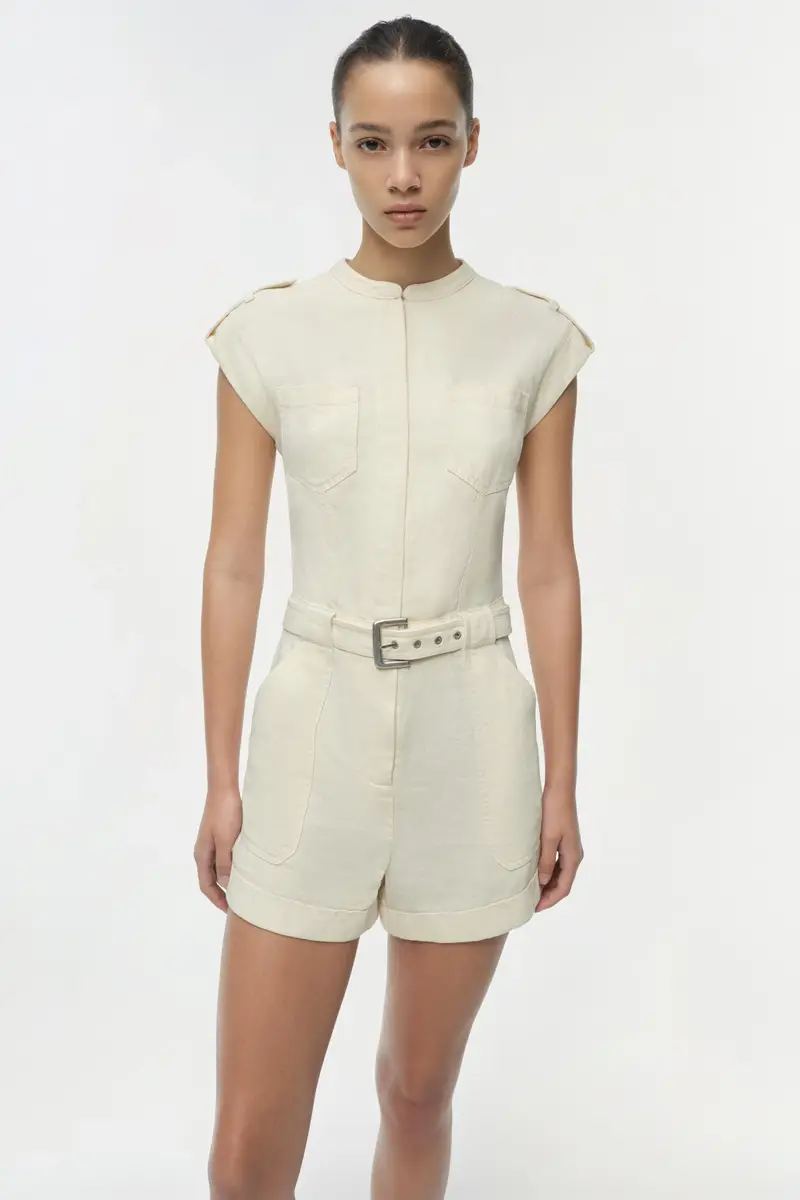 Simkhai Tinka Belted Linen Romper | Thumbnail 3 Simkhai Tinka Belted Linen Romper | Thumbnail 3
