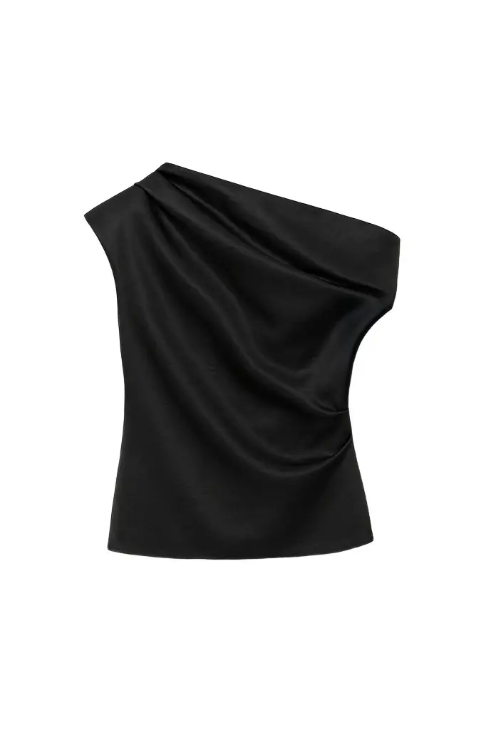 Simkhai Vivia Taffeta Draped Top