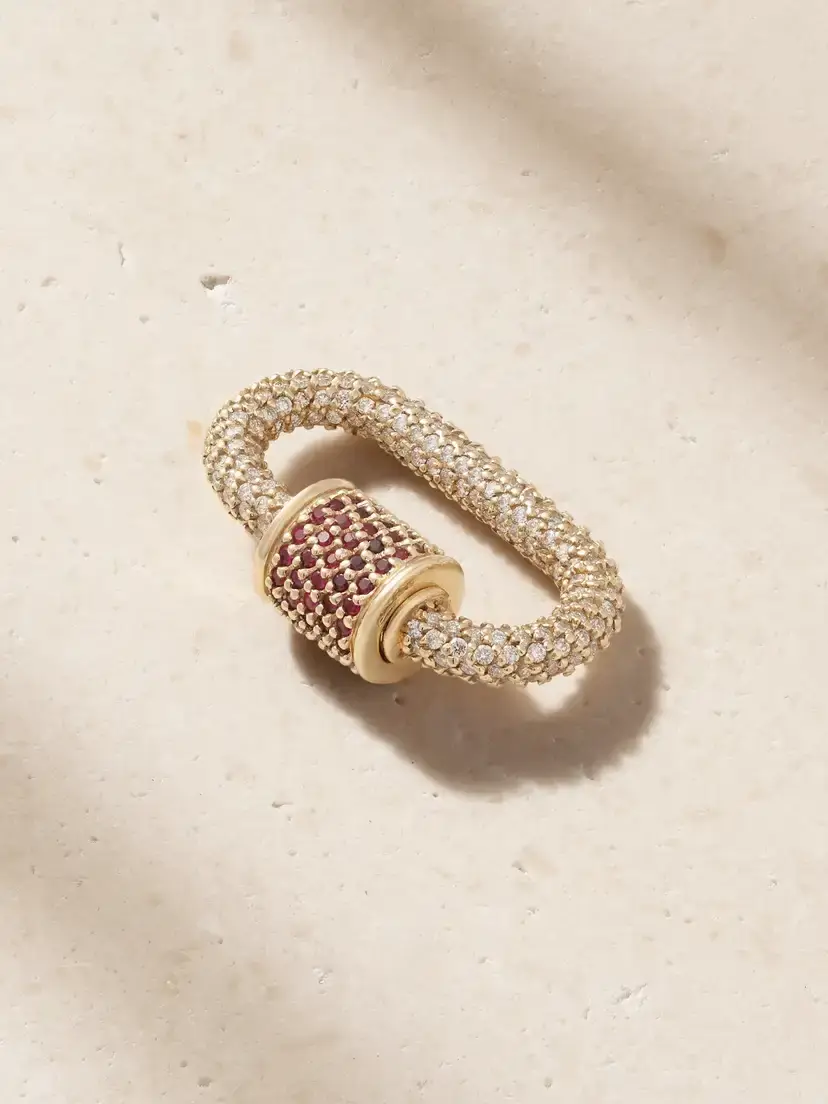 Marla Aaron Allstone Lock 14-karat Gold, Diamond And Ruby Pendant - Red | Thumbnail 3 Marla Aaron Allstone Lock 14-karat Gold, Diamond And Ruby Pendant - Red | Thumbnail 3