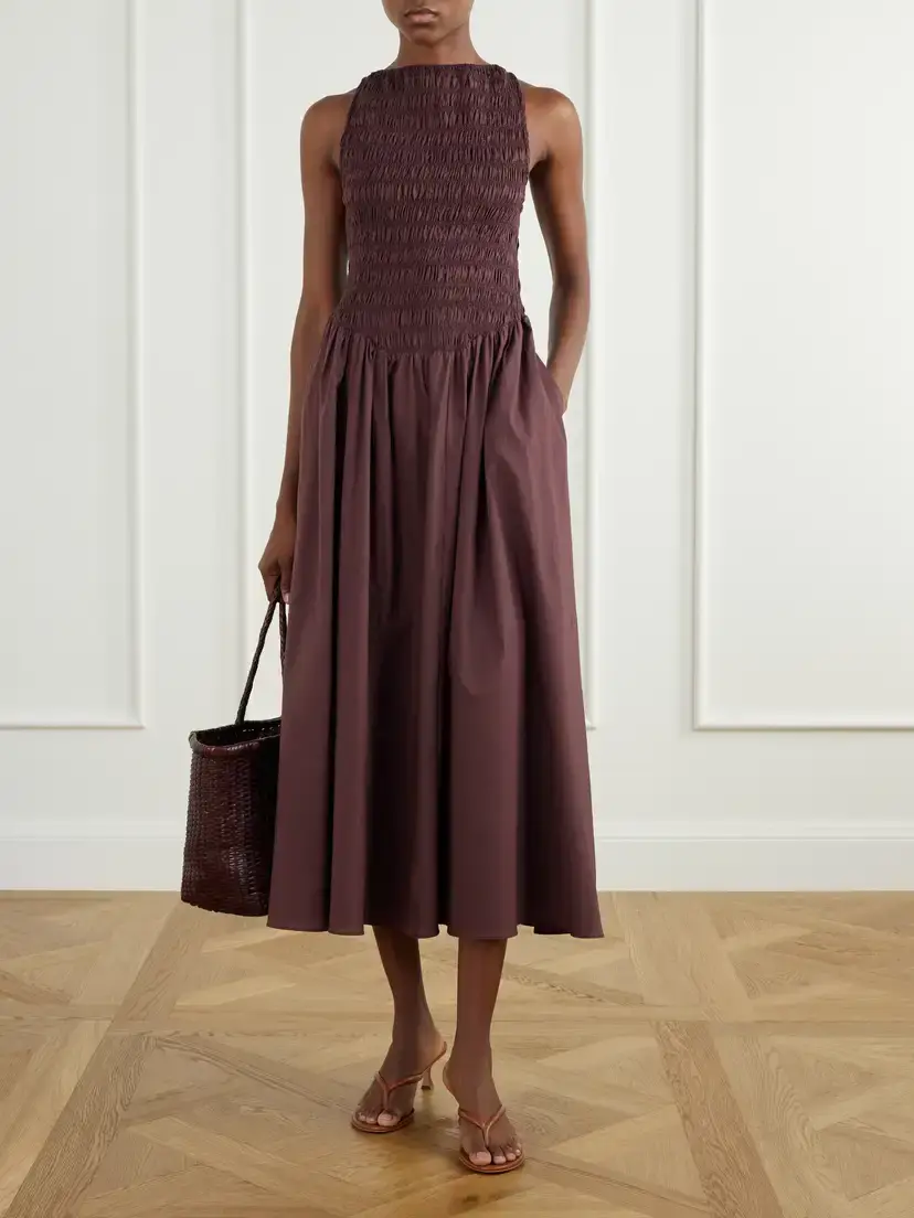 Faithfull Lucia Shirred Gathered Cotton-poplin Midi Dress | Thumbnail 2
