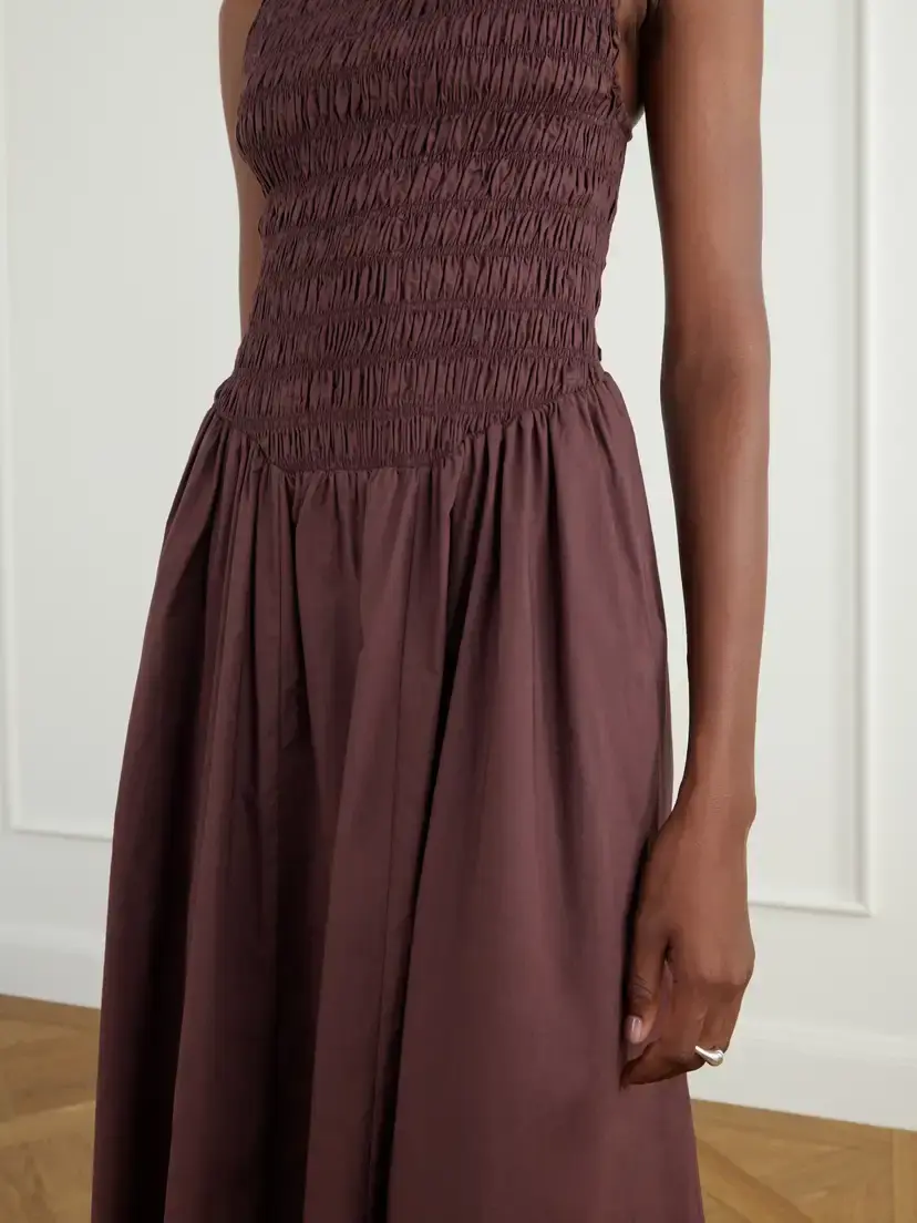 Faithfull Lucia Shirred Gathered Cotton-poplin Midi Dress | Thumbnail 4
