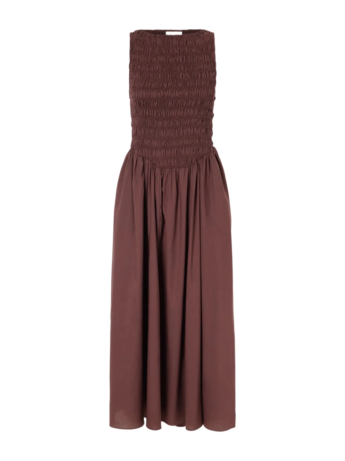 Lucia Shirred Gathered Cotton-poplin Midi Dress