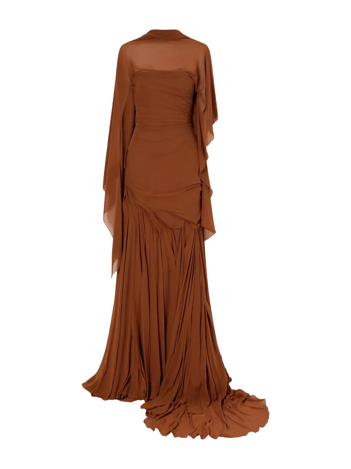 Scarf-detailed Georgette Gown