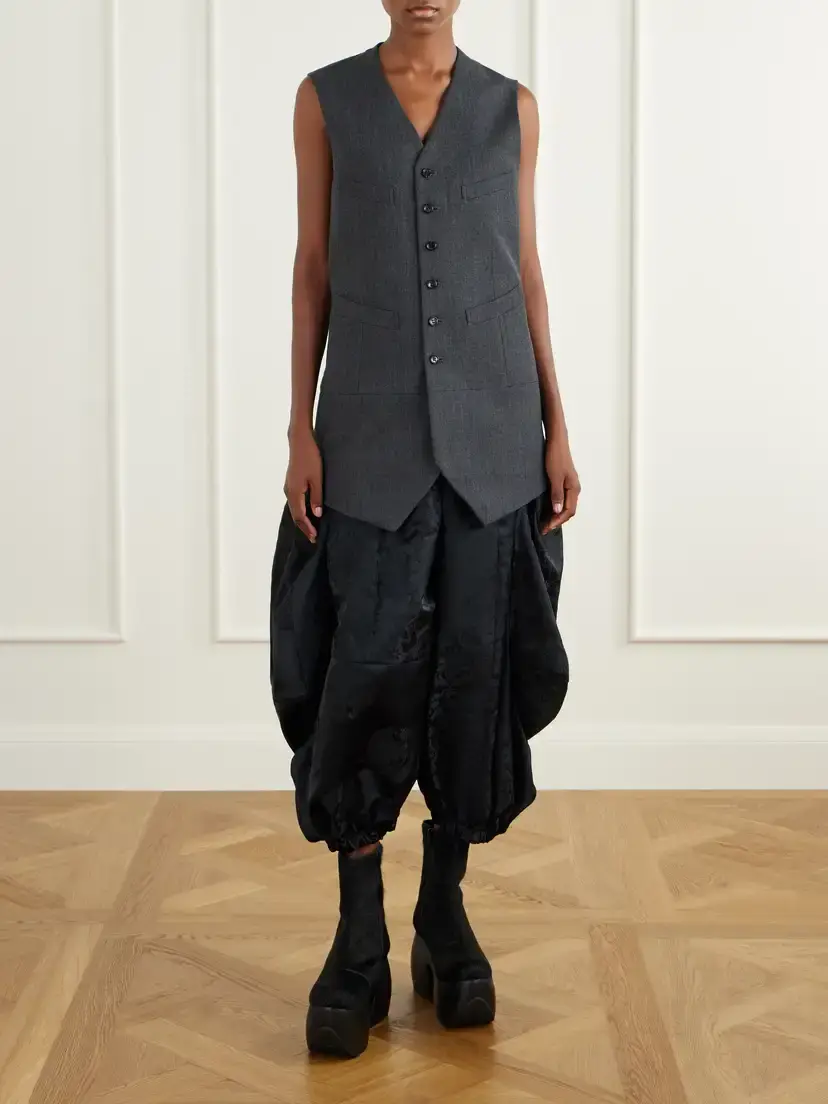 Comme des Garçons Comme des Garçons Gathered Cropped Satin-jacquard Wide-leg Pants | Thumbnail 2