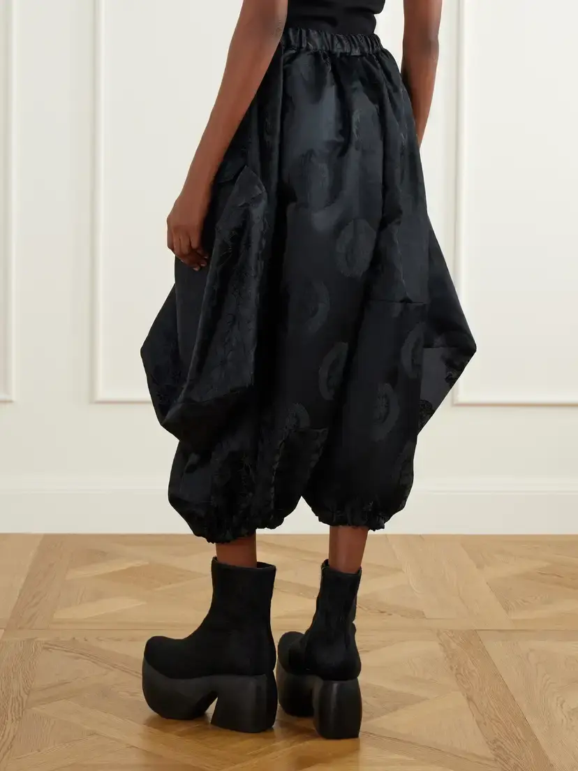 Comme des Garçons Comme des Garçons Gathered Cropped Satin-jacquard Wide-leg Pants | Thumbnail 4