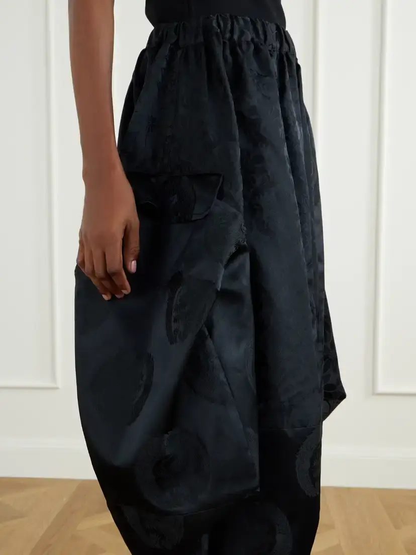 Comme des Garçons Comme des Garçons Gathered Cropped Satin-jacquard Wide-leg Pants | Thumbnail 5