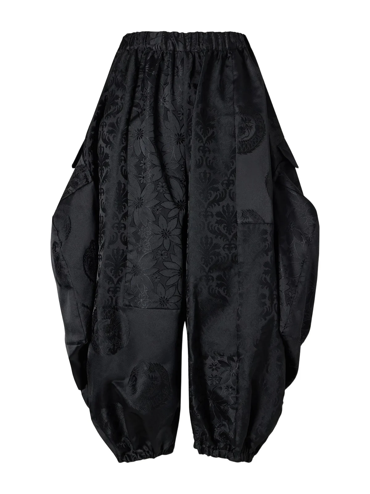 Comme des Garçons Comme des Garçons Gathered Cropped Satin-jacquard Wide-leg Pants
