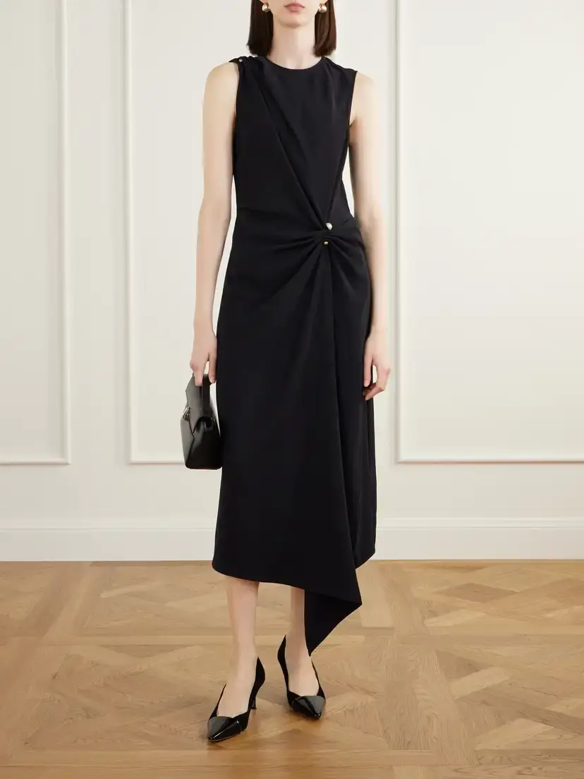 Veronica Beard Freja Draped Crepe-blend Midi Dress | Thumbnail 2 Veronica Beard Freja Draped Crepe-blend Midi Dress | Thumbnail 2