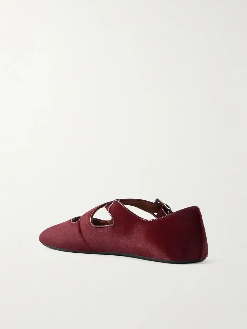 Alaïa Criss Cross Leather-trimmed Calf Hair Ballet Flats | Thumbnail 3