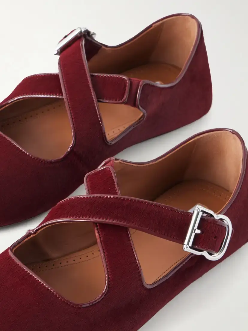 Alaïa Criss Cross Leather-trimmed Calf Hair Ballet Flats | Thumbnail 5