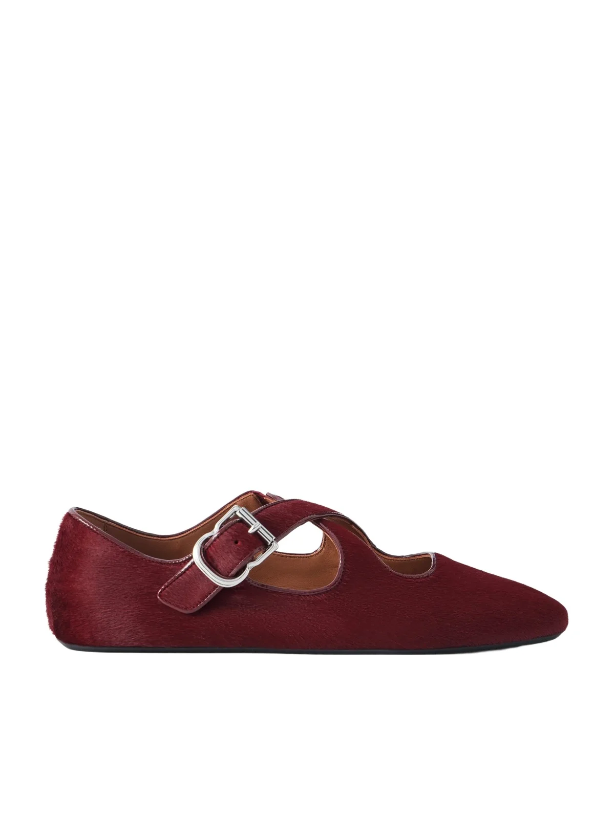 Criss Cross Leather-trimmed Calf Hair Ballet Flats Criss Cross Leather-trimmed Calf Hair Ballet Flats