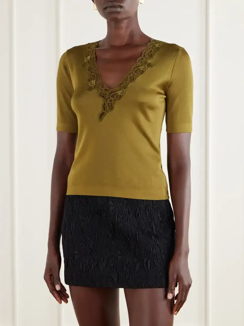 Balmain Lace-trimmed Knitted T-shirt | Thumbnail 3