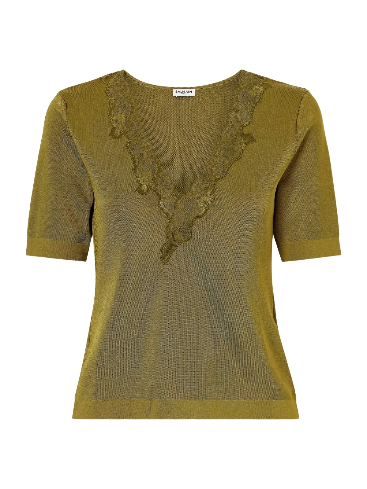 Balmain Lace-trimmed Knitted T-shirt
