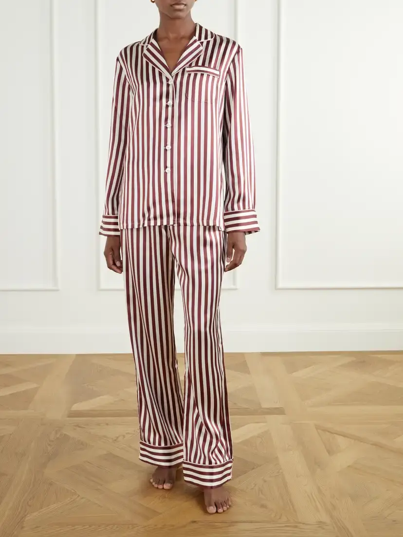 Olivia von Halle Soren Striped Silk-satin Pajama | Thumbnail 2
