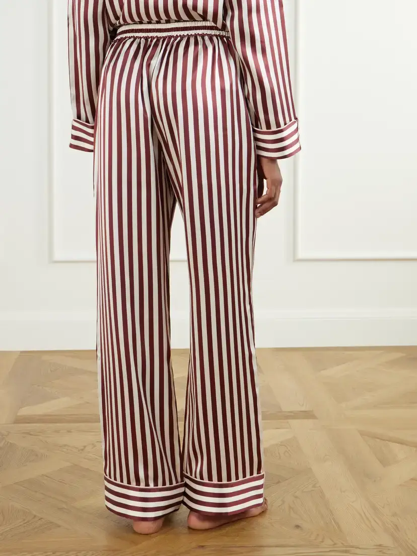 Olivia von Halle Soren Striped Silk-satin Pajama | Thumbnail 4