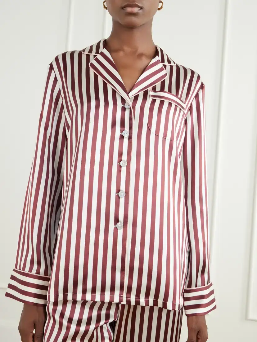 Olivia von Halle Soren Striped Silk-satin Pajama | Thumbnail 5