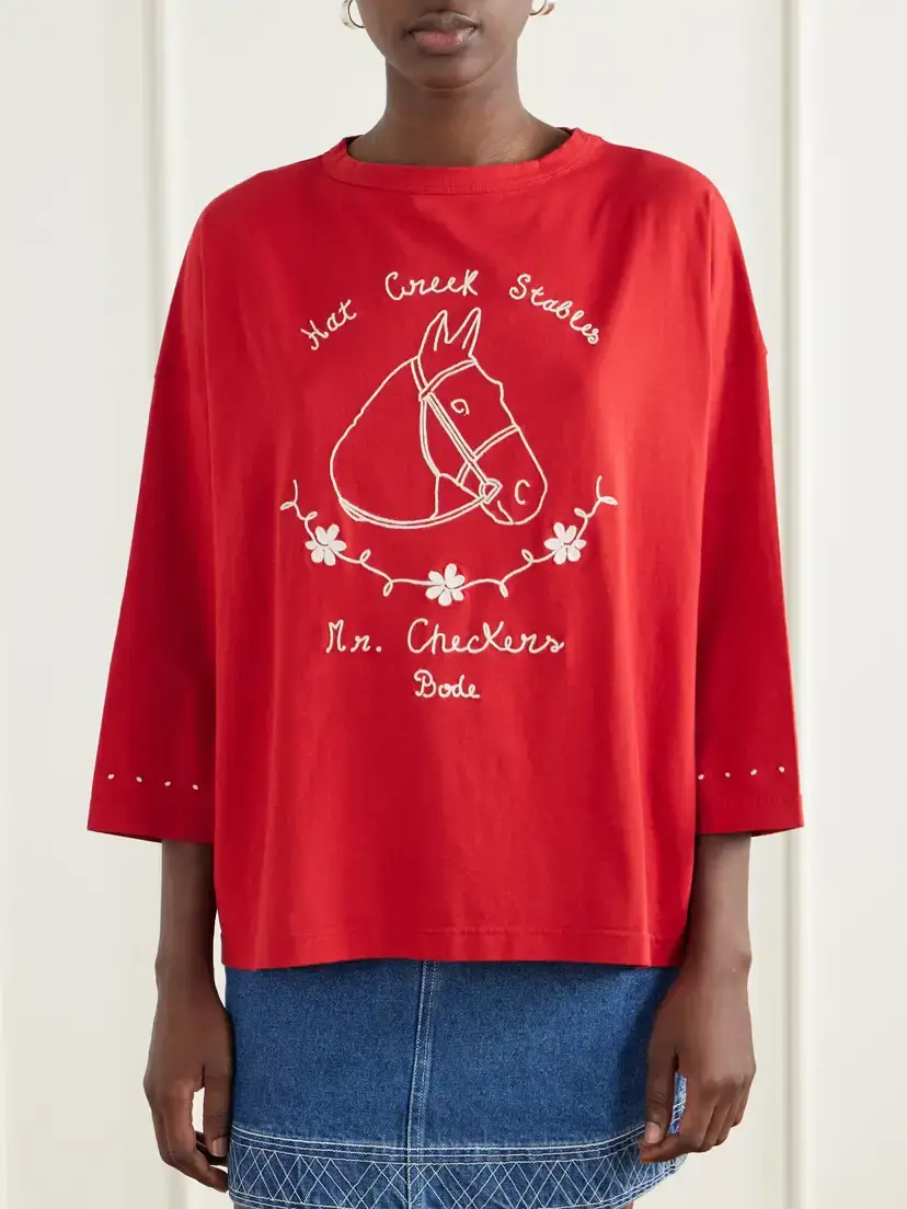 BODE Stables Embroidered Cotton-jersey T-shirt | Thumbnail 3 BODE Stables Embroidered Cotton-jersey T-shirt | Thumbnail 3