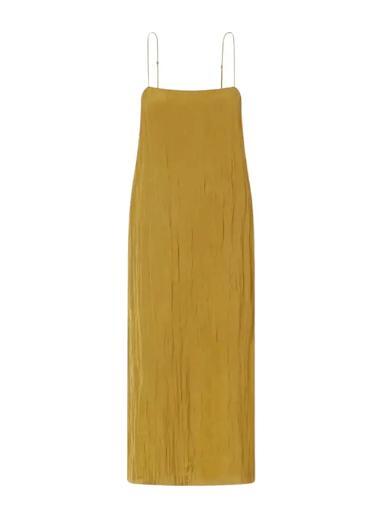 Tibi Crinkled Satin Midi Dress