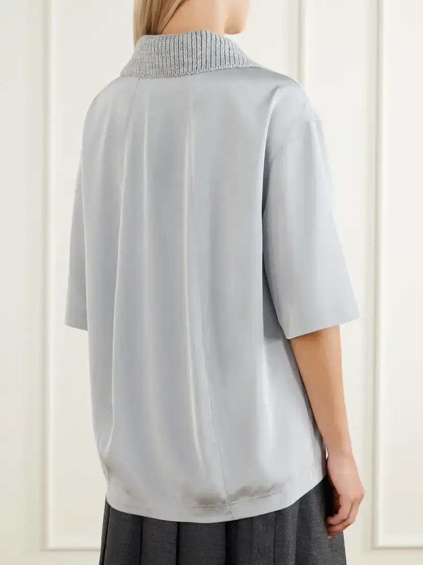 Tibi Stretch Silk-blend Polo Shirt | Thumbnail 4 Tibi Stretch Silk-blend Polo Shirt | Thumbnail 4