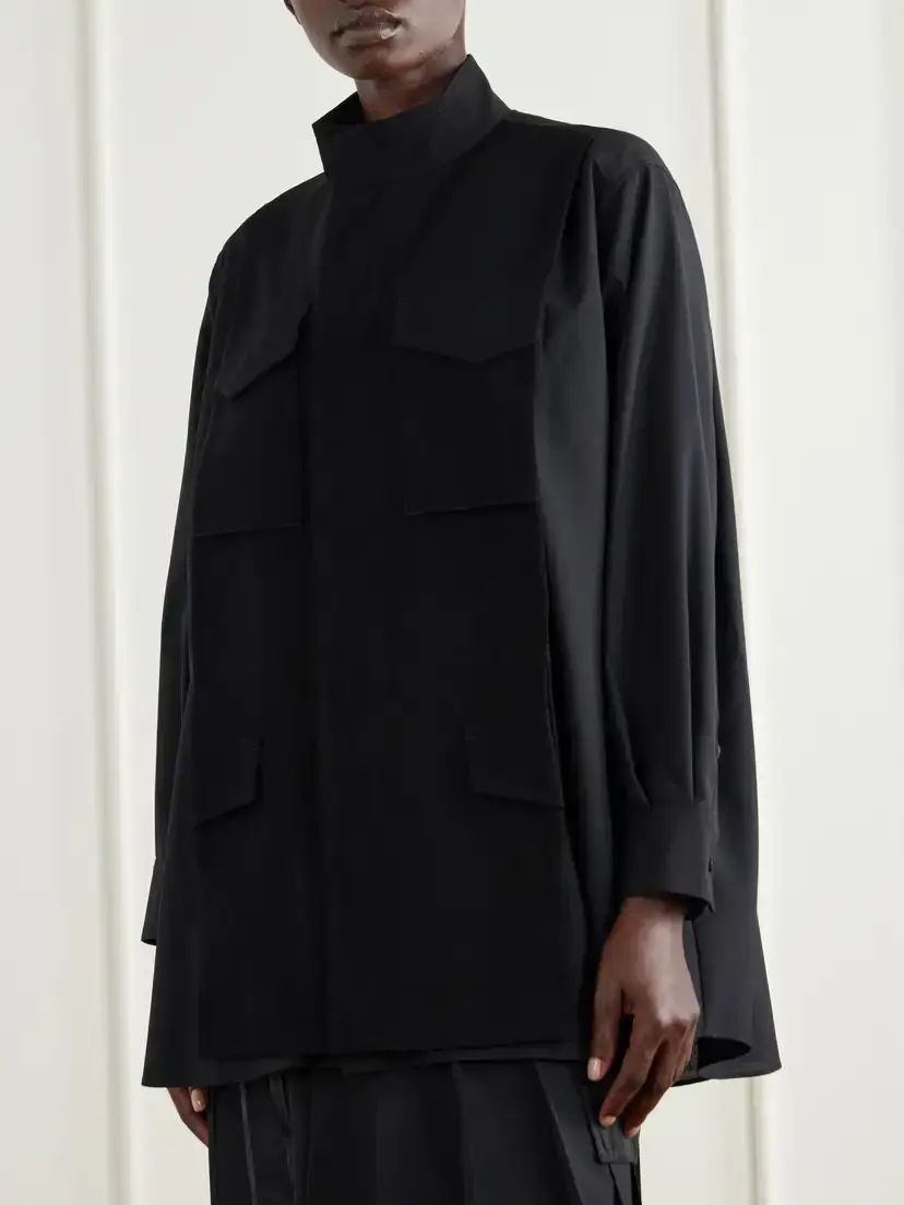 Sacai Crepe-trimmed Woven Shirt | Thumbnail 3 Sacai Crepe-trimmed Woven Shirt | Thumbnail 3