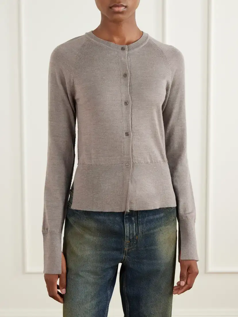 mfpen Appointment Merino Wool And Silk-blend Cardigan - Brown | Thumbnail 3