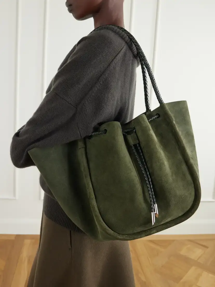 Proenza Schouler Large Ruched Leather-trimmed Suede Tote | Thumbnail 2 Proenza Schouler Large Ruched Leather-trimmed Suede Tote | Thumbnail 2