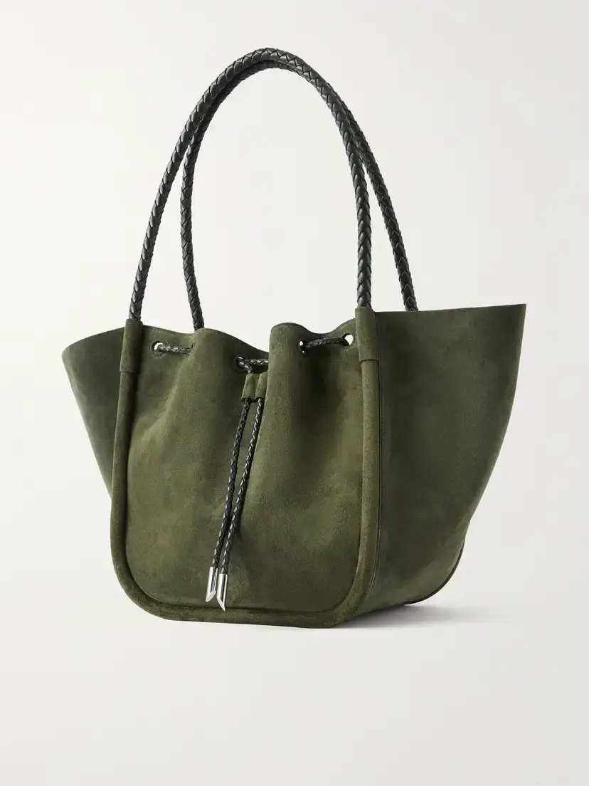 Proenza Schouler Large Ruched Leather-trimmed Suede Tote | Thumbnail 4 Proenza Schouler Large Ruched Leather-trimmed Suede Tote | Thumbnail 4