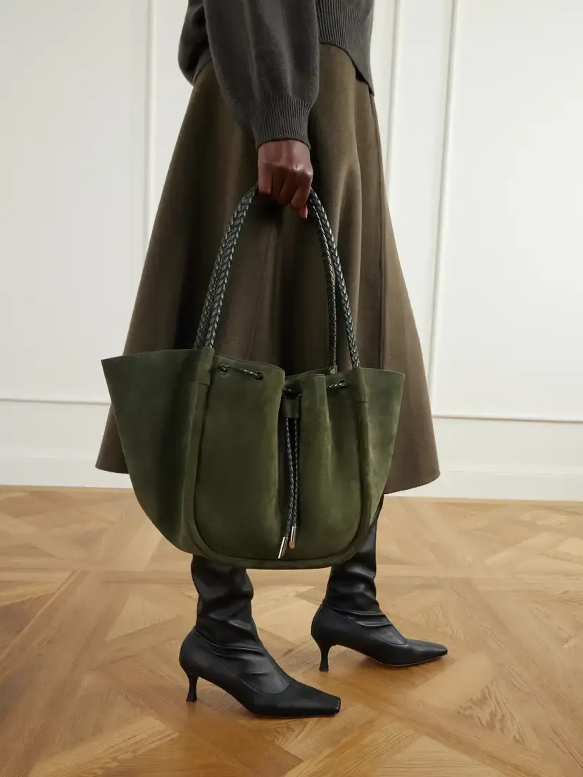 Proenza Schouler Large Ruched Leather-trimmed Suede Tote | Thumbnail 5 Proenza Schouler Large Ruched Leather-trimmed Suede Tote | Thumbnail 5