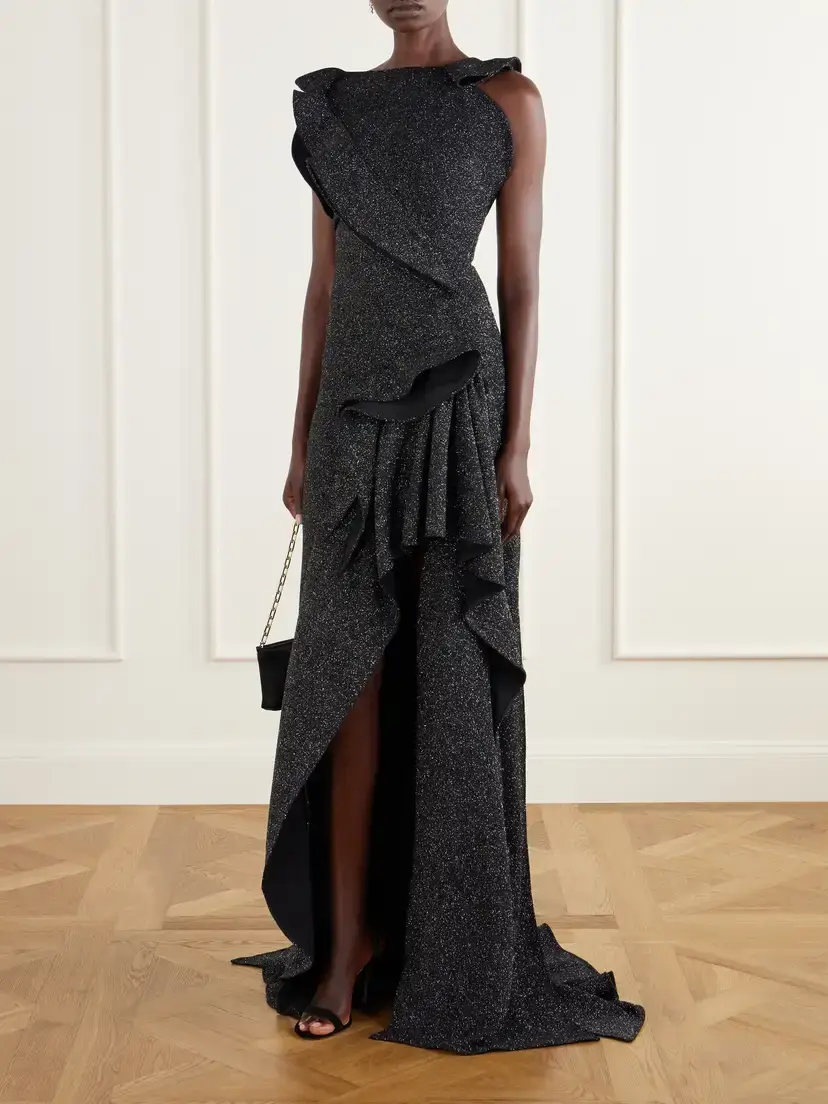 Maticevski Flashpoint Asymmetric Ruffled Lurex Gown | Thumbnail 2