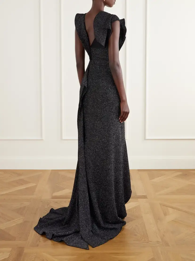 Maticevski Flashpoint Asymmetric Ruffled Lurex Gown | Thumbnail 3