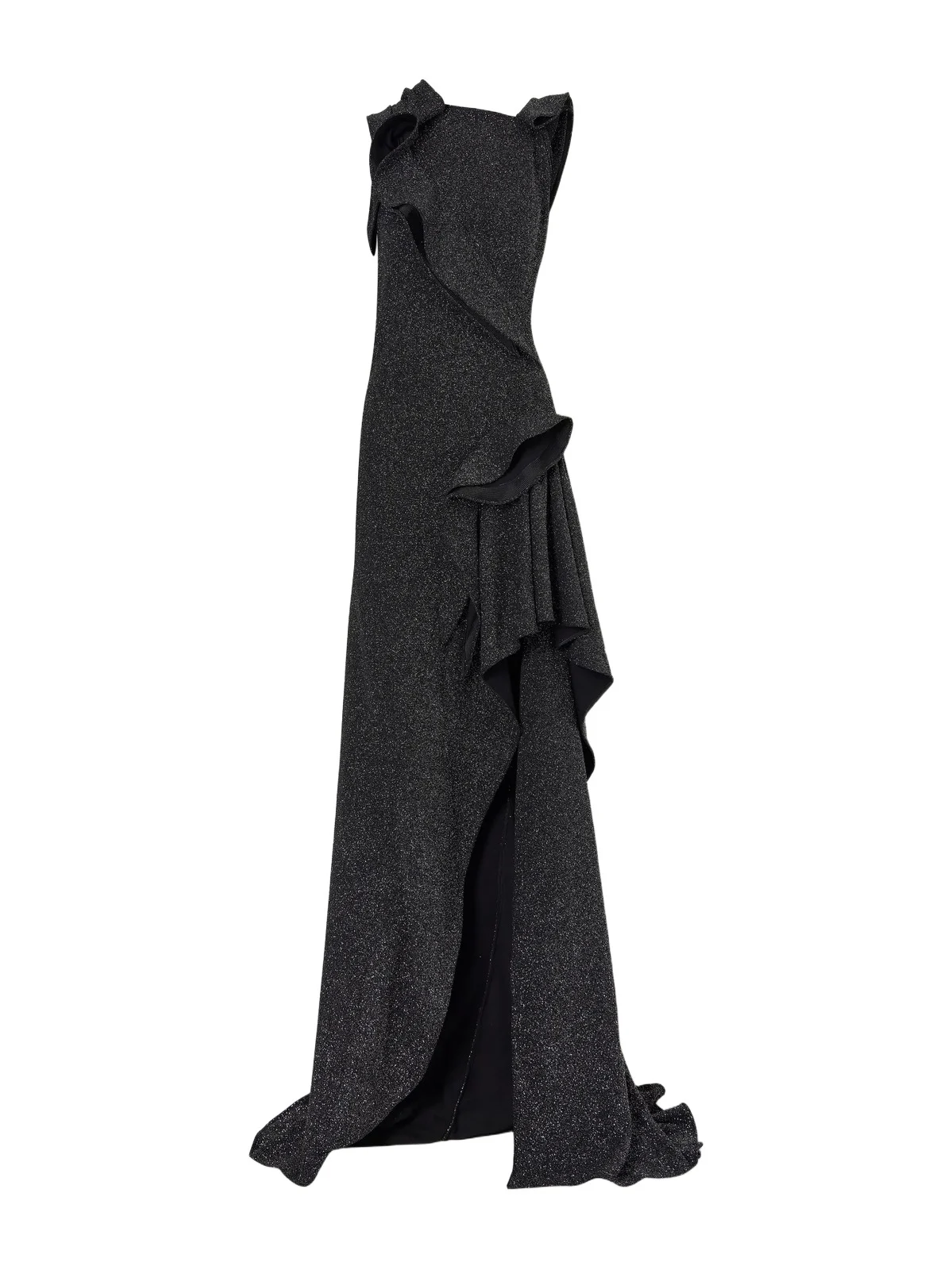 Flashpoint Asymmetric Ruffled Lurex Gown Flashpoint Asymmetric Ruffled Lurex Gown