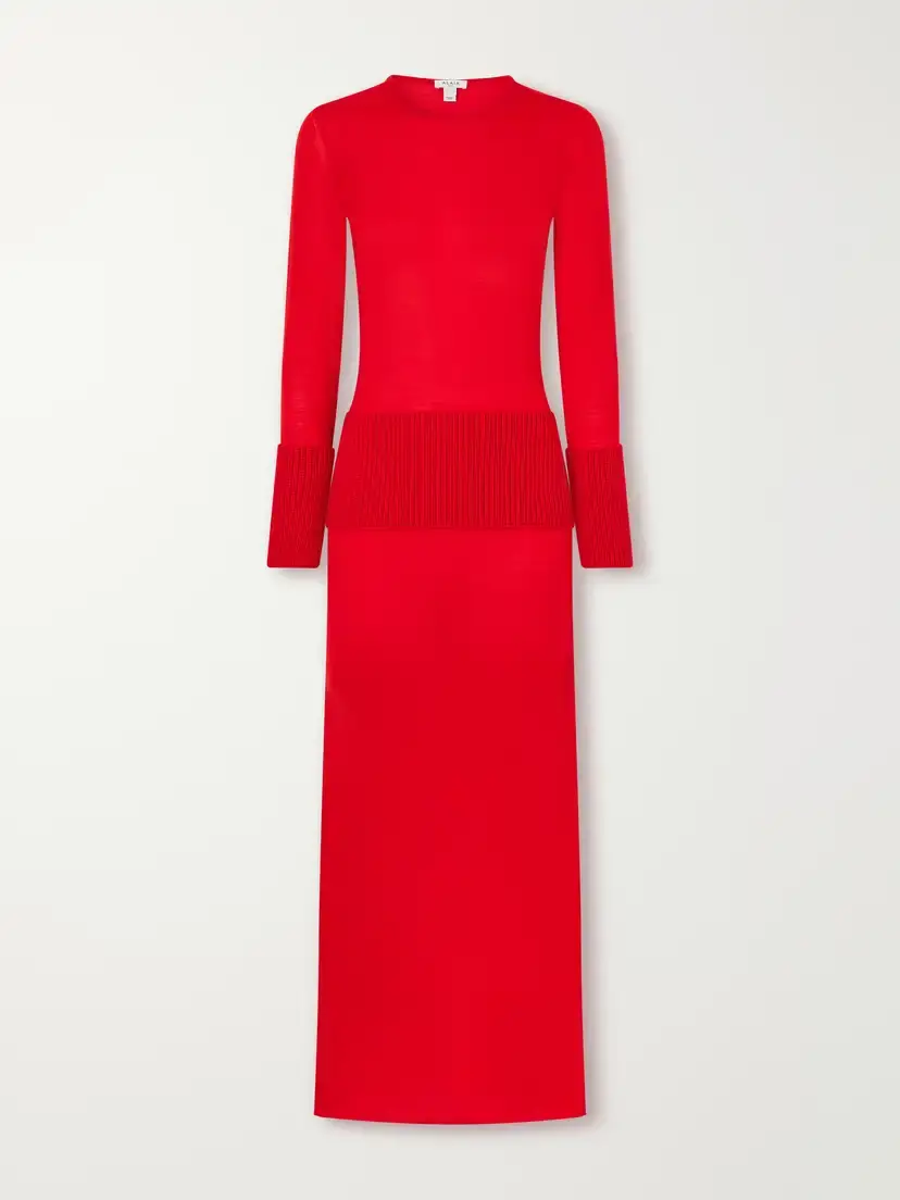 Alaïa Ribbed Wool Midi Dress | Thumbnail 2 Alaïa Ribbed Wool Midi Dress | Thumbnail 2