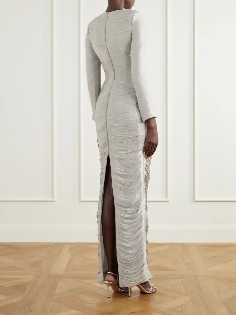 Marmar Halim Cape-effect Plissé Crepe De Chine Gown | Thumbnail 6 Marmar Halim Cape-effect Plissé Crepe De Chine Gown | Thumbnail 6