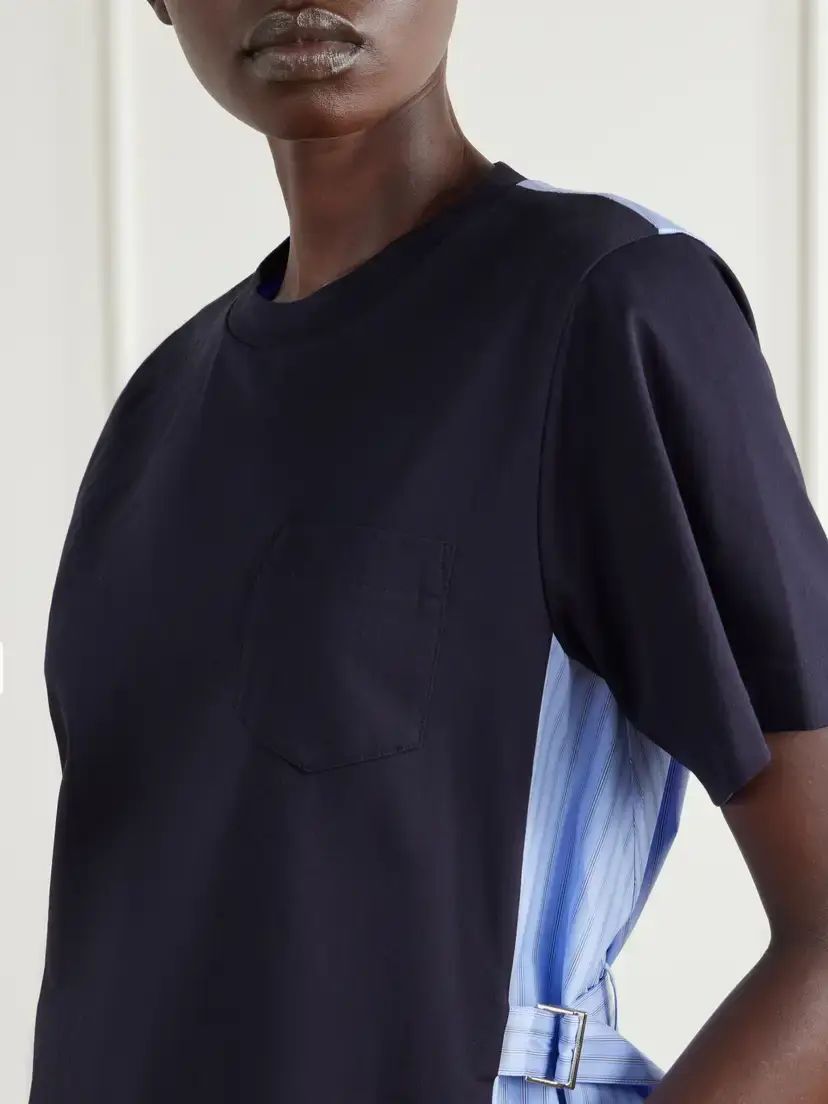 Sacai Striped Poplin-trimmed Cotton-jersey T-shirt | Thumbnail 5