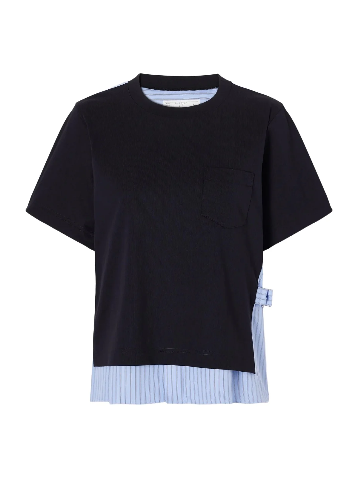 Striped Poplin-trimmed Cotton-jersey T-shirt Striped Poplin-trimmed Cotton-jersey T-shirt