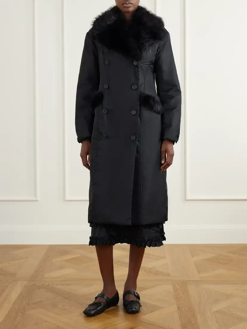 Simone Rocha Double-breasted Plush-trimmed Shell Coat | Thumbnail 3 Simone Rocha Double-breasted Plush-trimmed Shell Coat | Thumbnail 3