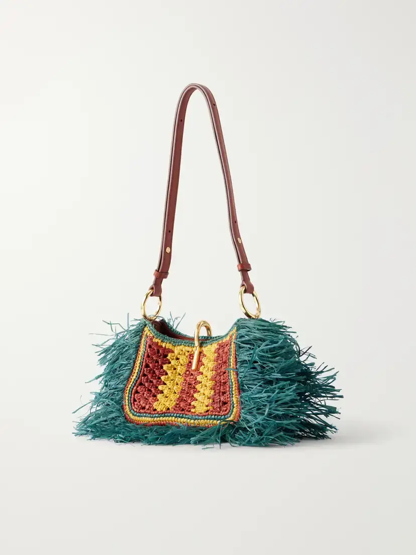 Rabanne Leather-trimmed Fringed Raffia Shoulder Bag | Thumbnail 4 Rabanne Leather-trimmed Fringed Raffia Shoulder Bag | Thumbnail 4
