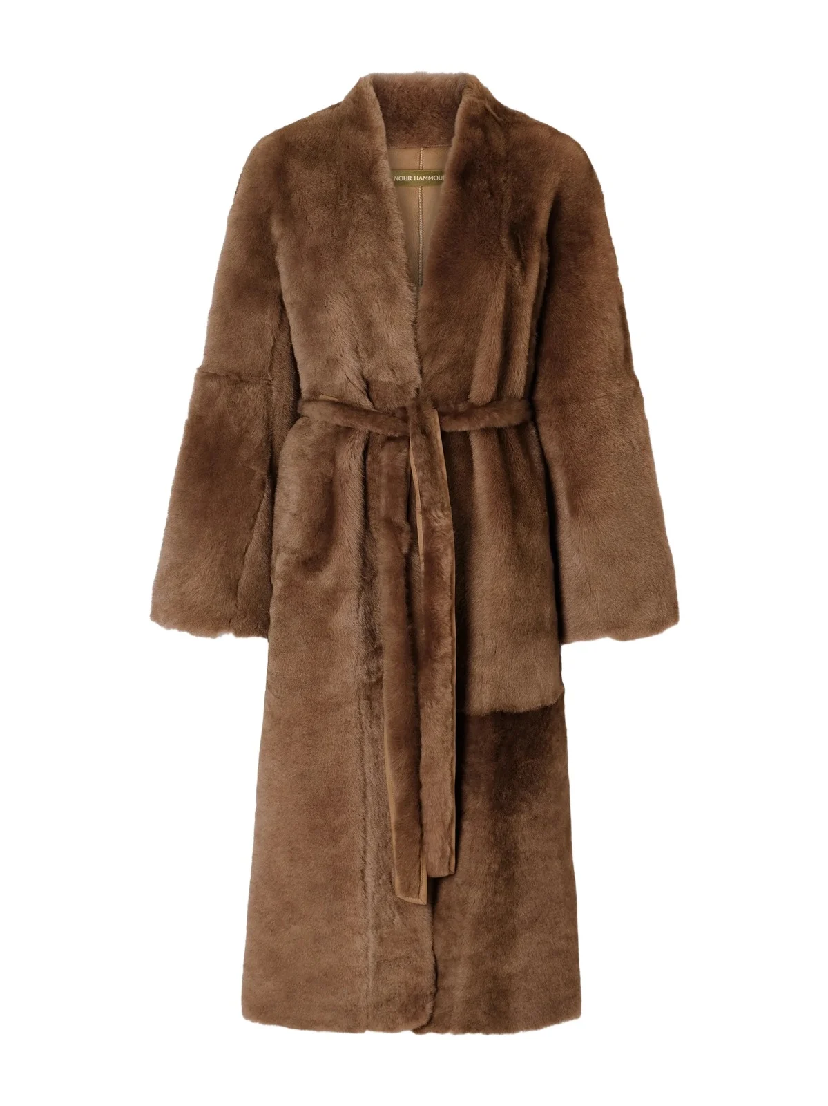 Nour Hammour Davos Belted Shearling Coat