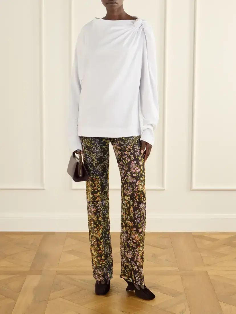 Dries Van Noten Gathered Cotton-jersey T-shirt | Thumbnail 2 Dries Van Noten Gathered Cotton-jersey T-shirt | Thumbnail 2