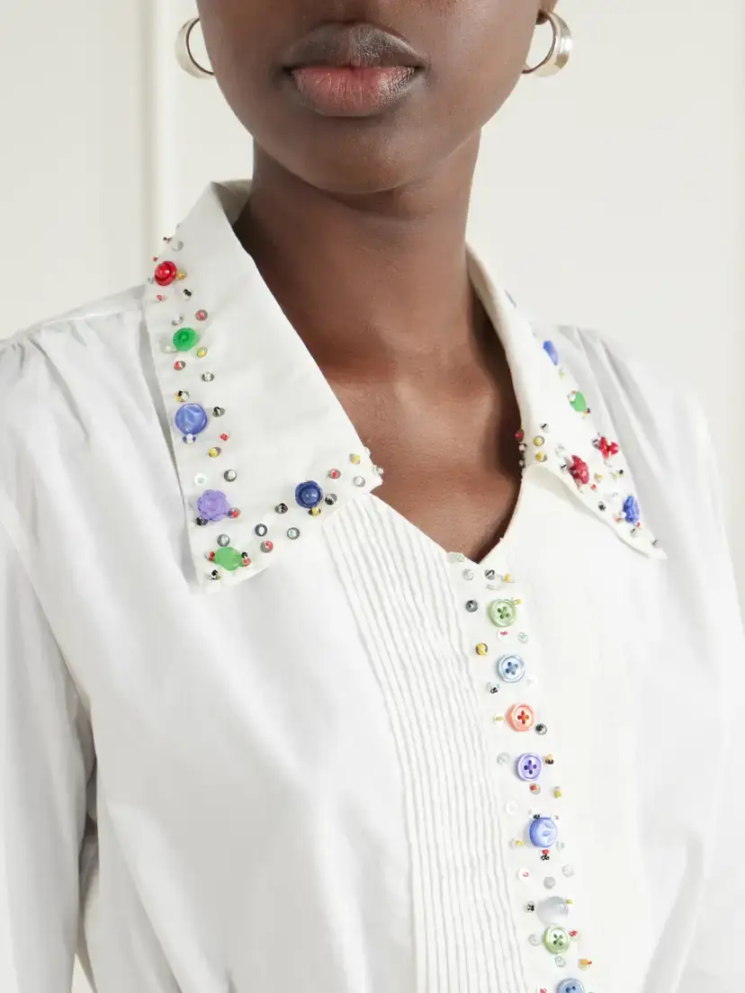 BODE Button Jar Embellished Cotton Blouse | Thumbnail 4 BODE Button Jar Embellished Cotton Blouse | Thumbnail 4
