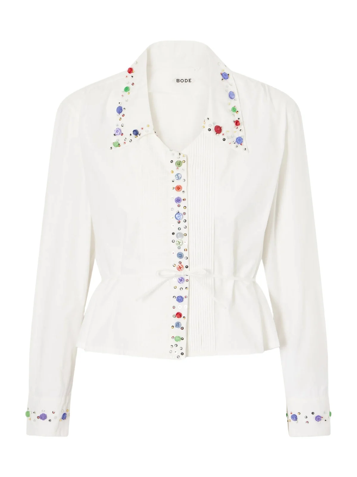 Button Jar Embellished Cotton Blouse