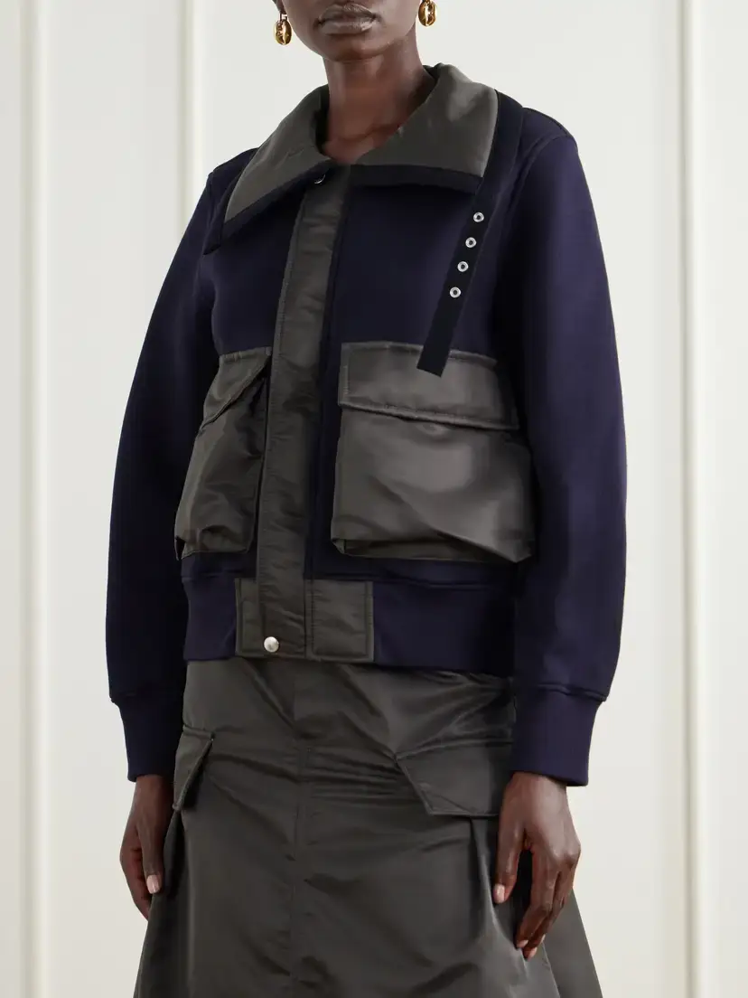 Sacai Sponge Sweat Shell-trimmed Cotton-blend And Wool Jacket - Multi | Thumbnail 3 Sacai Sponge Sweat Shell-trimmed Cotton-blend And Wool Jacket - Multi | Thumbnail 3