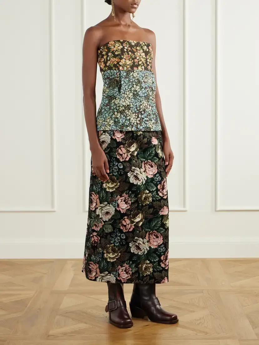 Dries Van Noten Strapless Floral-jacquard Blouse | Thumbnail 2